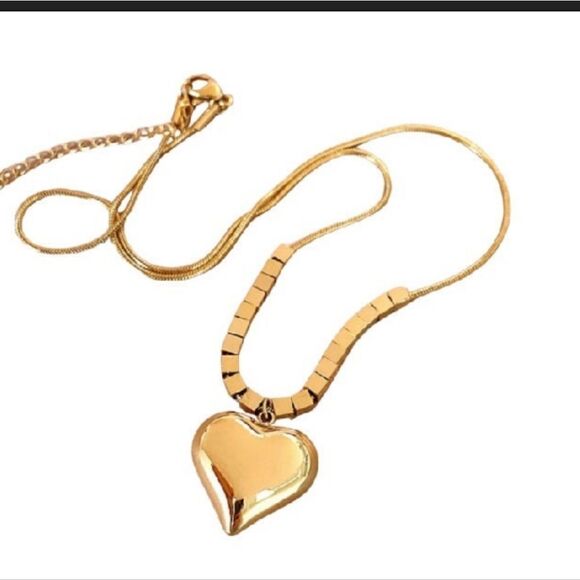 18K Gold Plated Hip-hop Style Heart Pendant Necklace Clavicle Chain - Picture 9 of 12